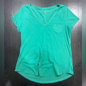 Green Short Sleeve v-neck Shirt